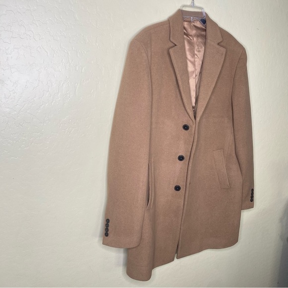 Calvin Klein Camel Wool Blend Overcoat Size 42L Slim Fit - Picture 6 of 16